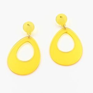 Yellow Acrylic 70s Drop Earrings